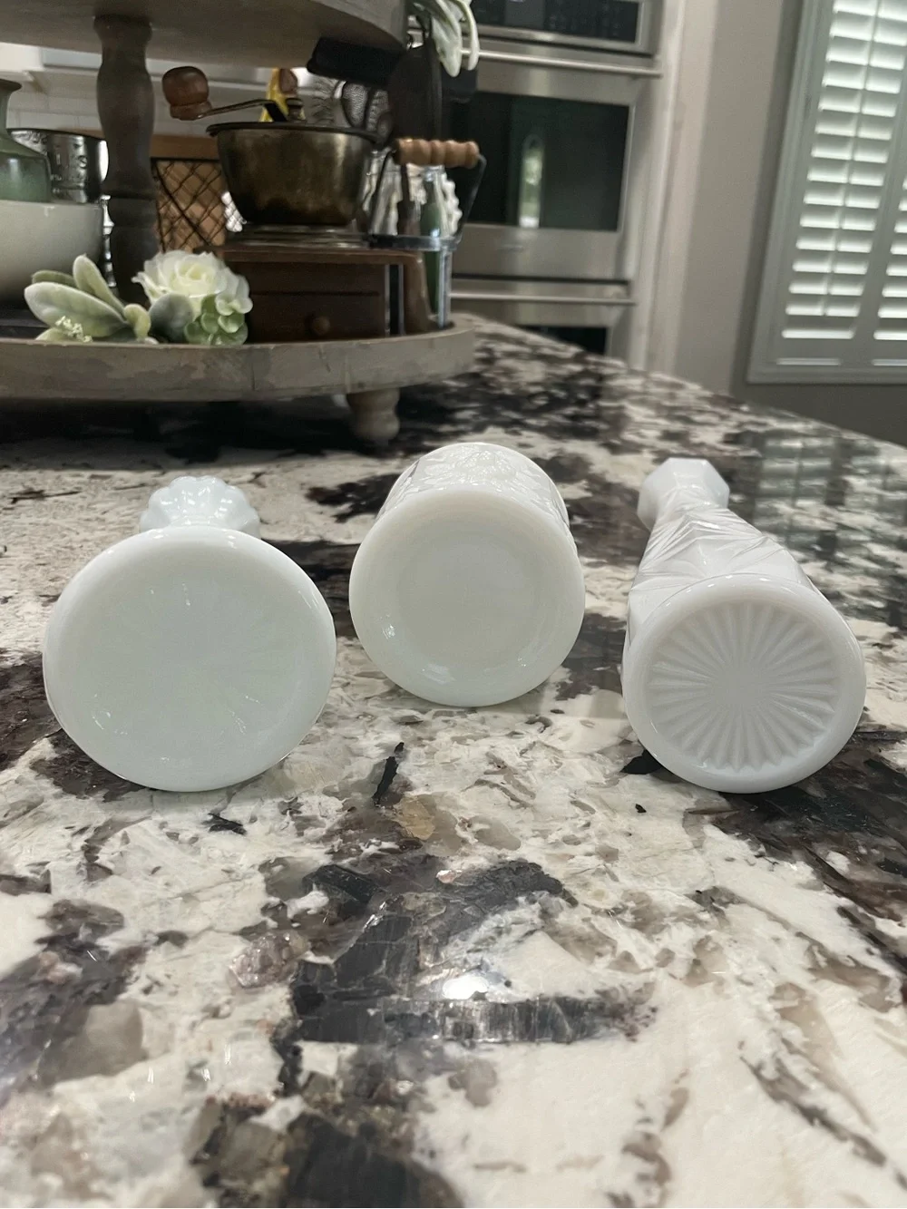 White Milk Glass Decorative Vases  Vintage - Set of 3 9”, 6”, 4.5”